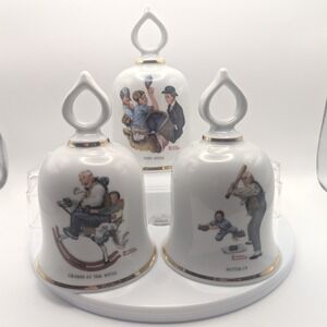 Vintage Danbury Mint 1979 Norman Rockwell  Limited Edition Bells Lot of 3